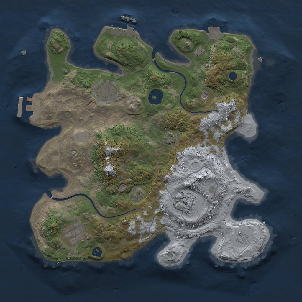 Rust Map: Procedural Map, Size: 3000, Seed: 1050294863, 9 Monuments