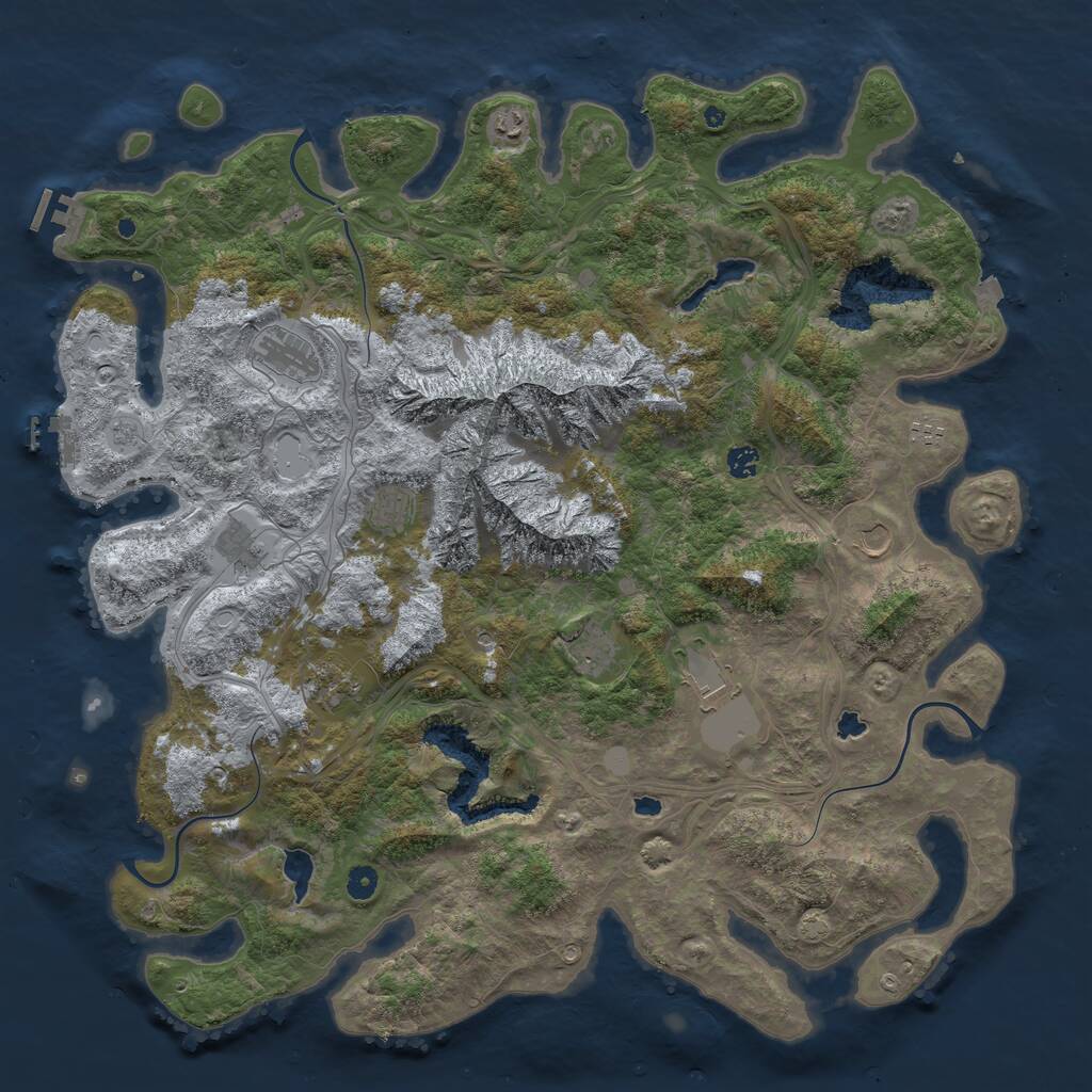 Rust Map: Procedural Map, Size: 5000, Seed: 2609, 16 Monuments