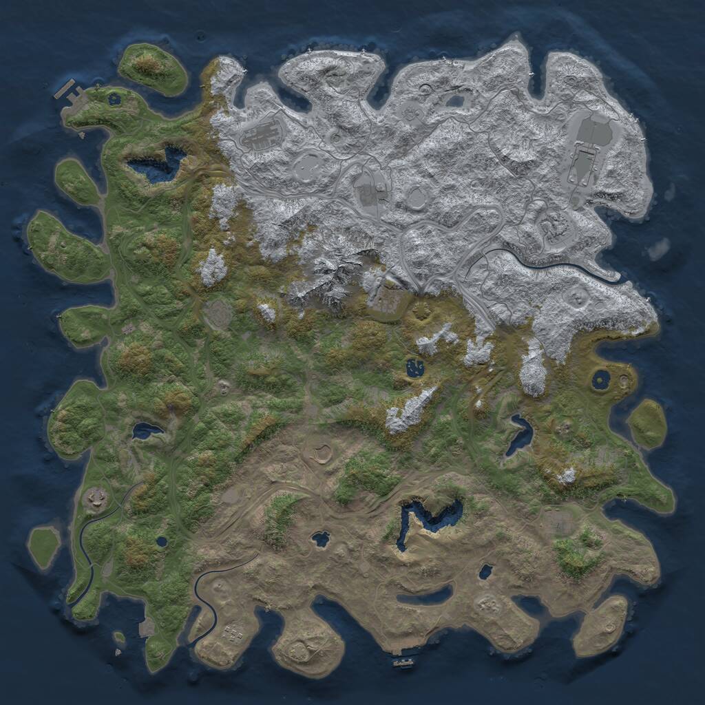 Rust Map: Procedural Map, Size: 5551, Seed: 65488, 17 Monuments