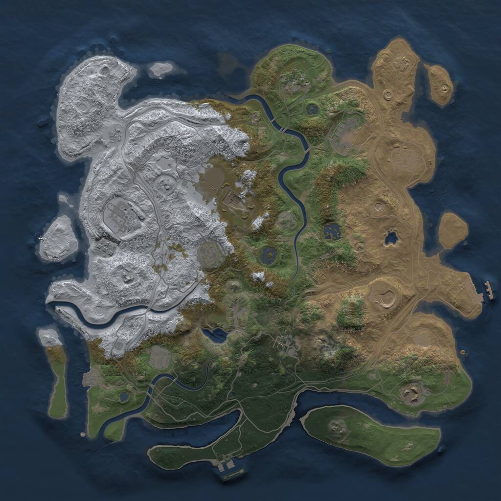 Rust Map: Procedural Map, Size: 4250, Seed: 1963623090, 17 Monuments