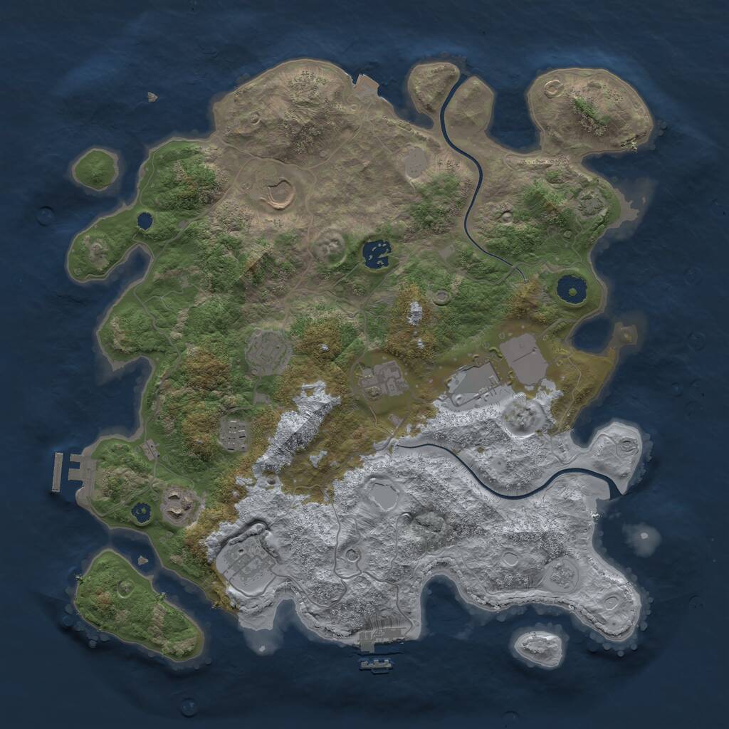 Rust Map: Procedural Map, Size: 3750, Seed: 746061510, 14 Monuments