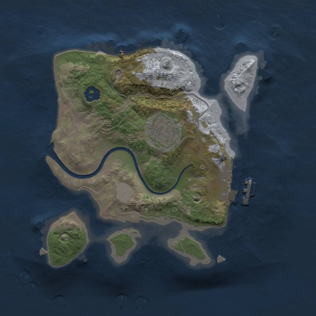 Rust Map: Procedural Map, Size: 2000, Seed: 1214687943, 3 Monuments