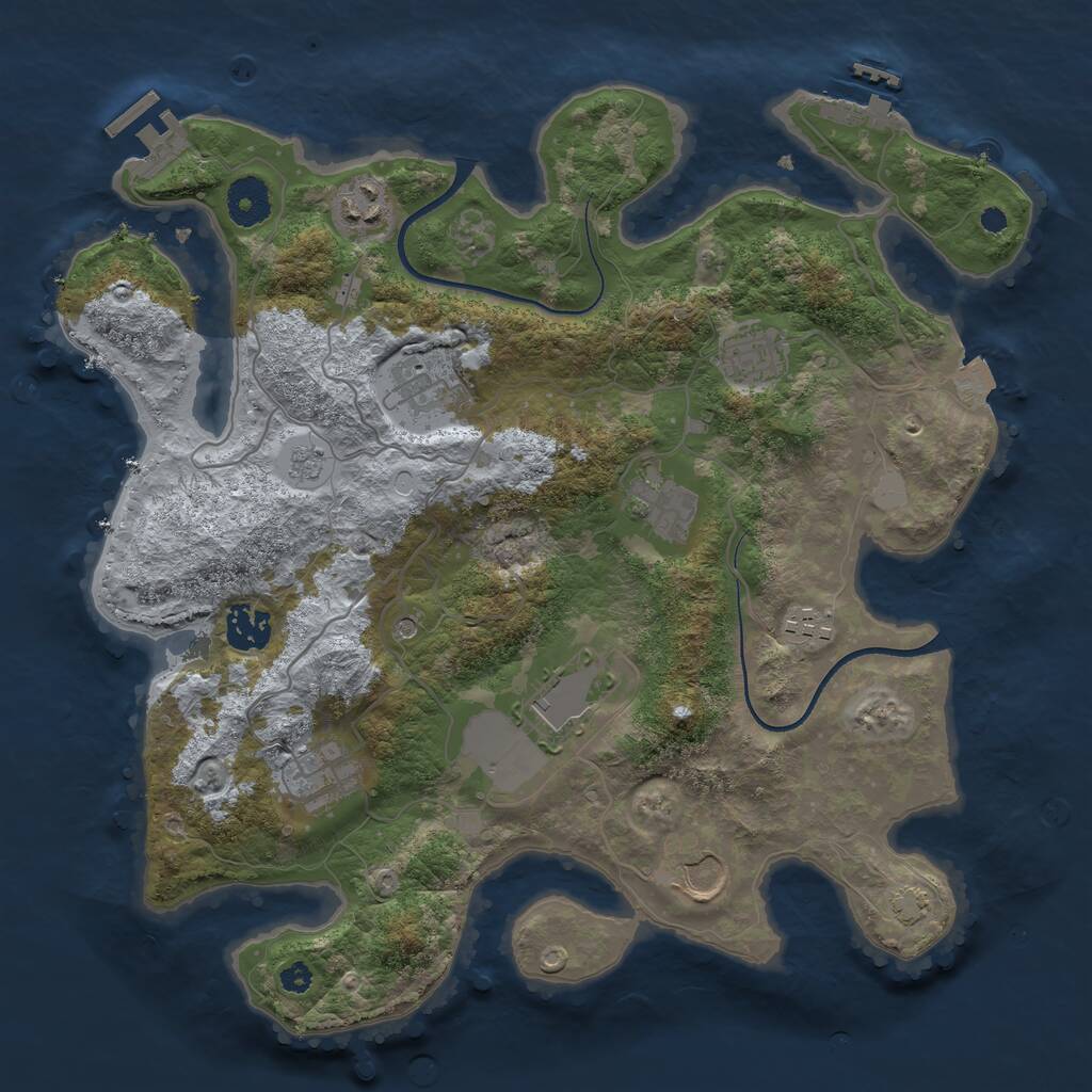 Rust Map: Procedural Map, Size: 3500, Seed: 839943835, 15 Monuments