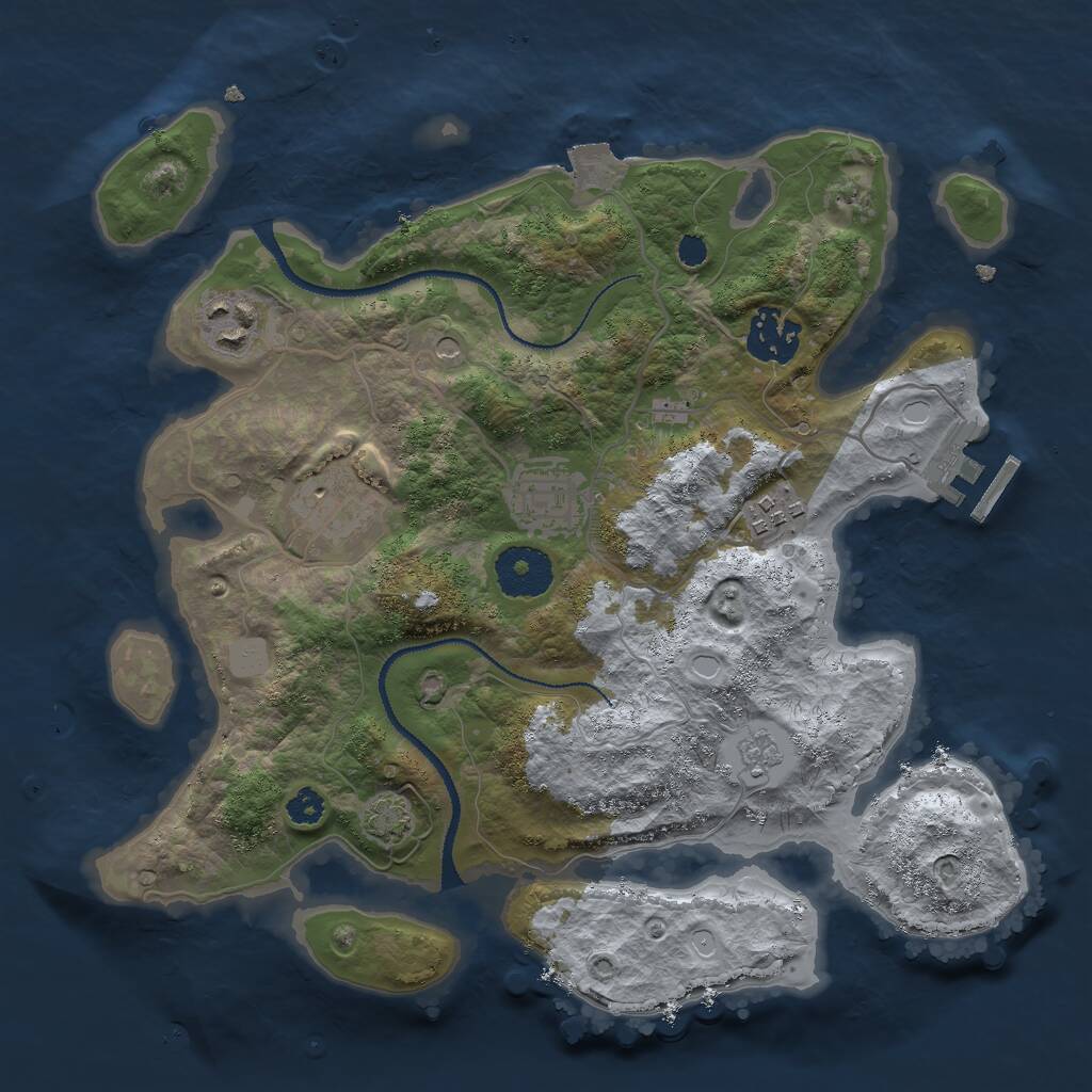 Rust Map: Procedural Map, Size: 3000, Seed: 584556666, 10 Monuments