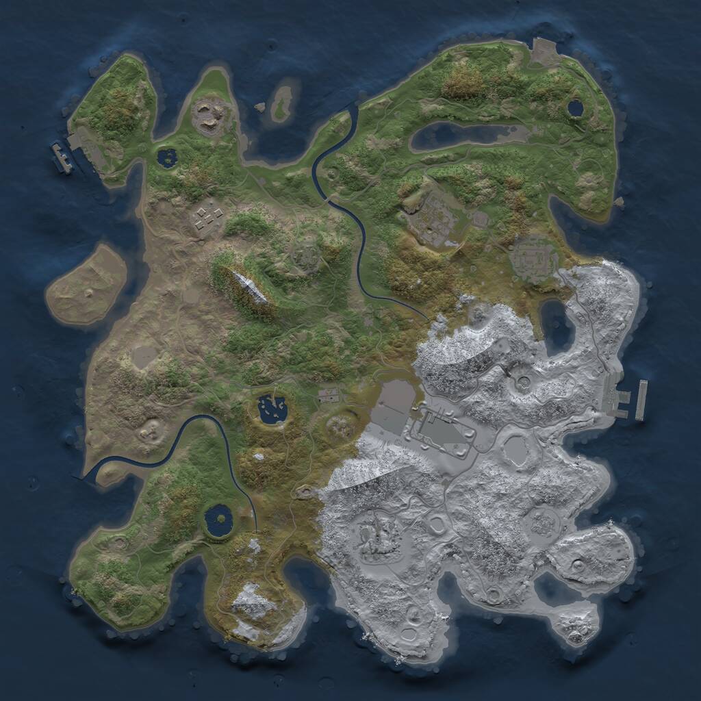 Rust Map: Procedural Map, Size: 3500, Seed: 1040264740, 13 Monuments