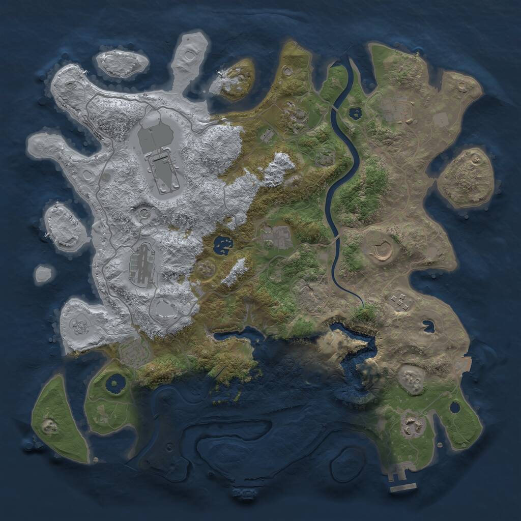 Rust Map: Procedural Map, Size: 4000, Seed: 110724, 16 Monuments