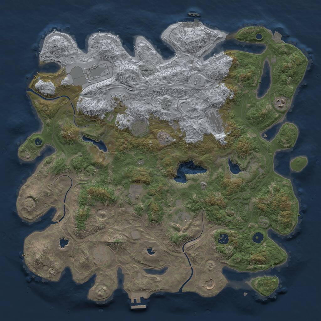 Rust Map: Procedural Map, Size: 4500, Seed: 1063043055, 17 Monuments