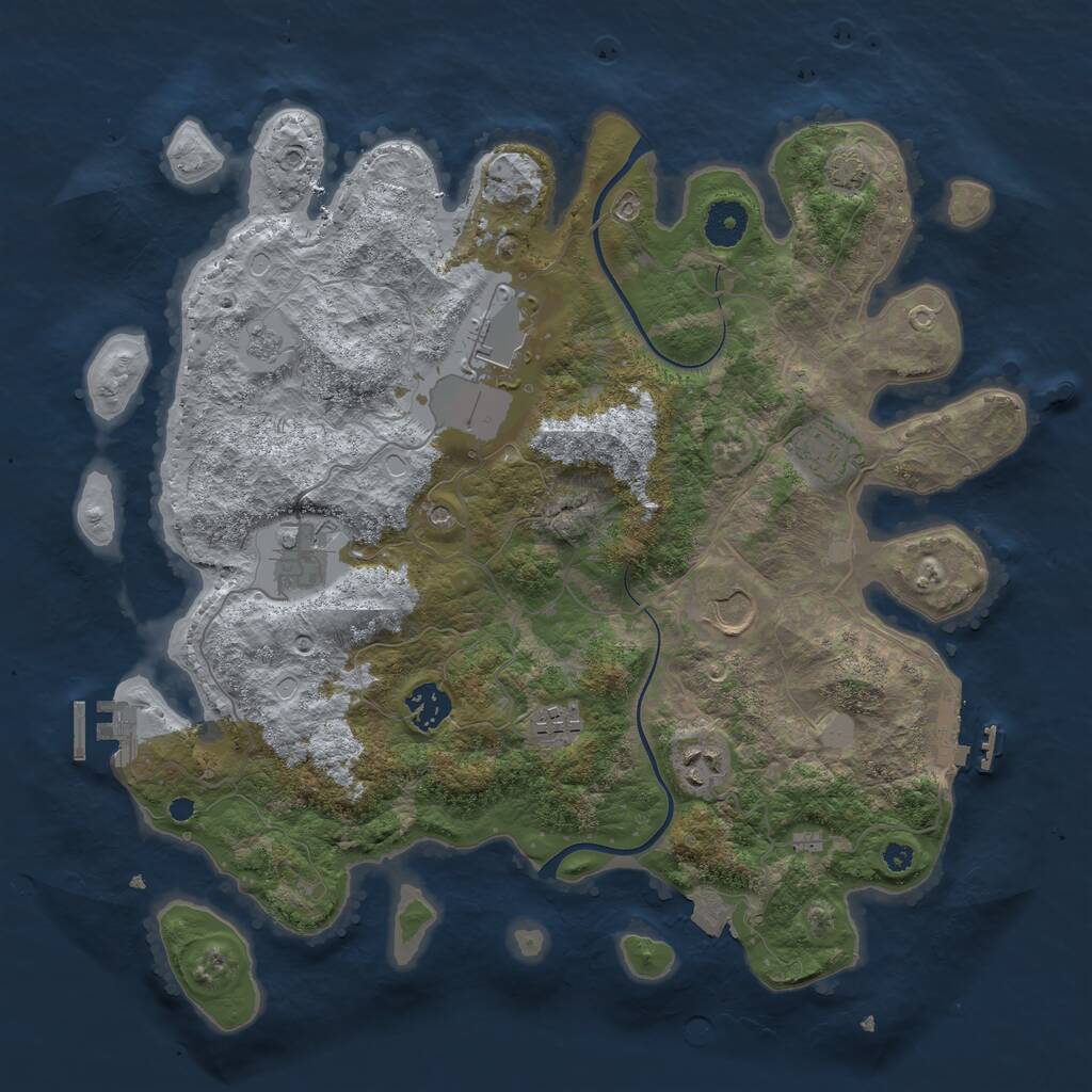 Rust Map: Procedural Map, Size: 3700, Seed: 269397327, 13 Monuments