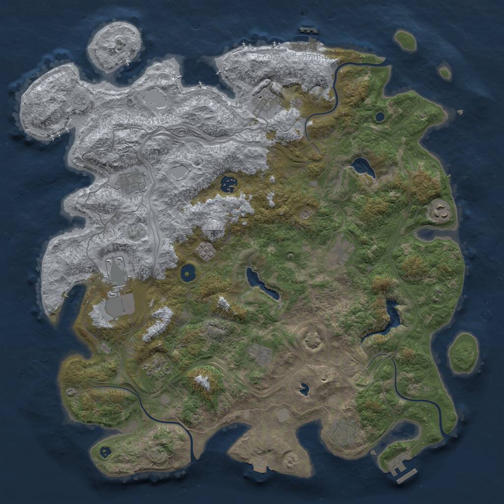 Rust Map: Procedural Map, Size: 4500, Seed: 490653, 16 Monuments