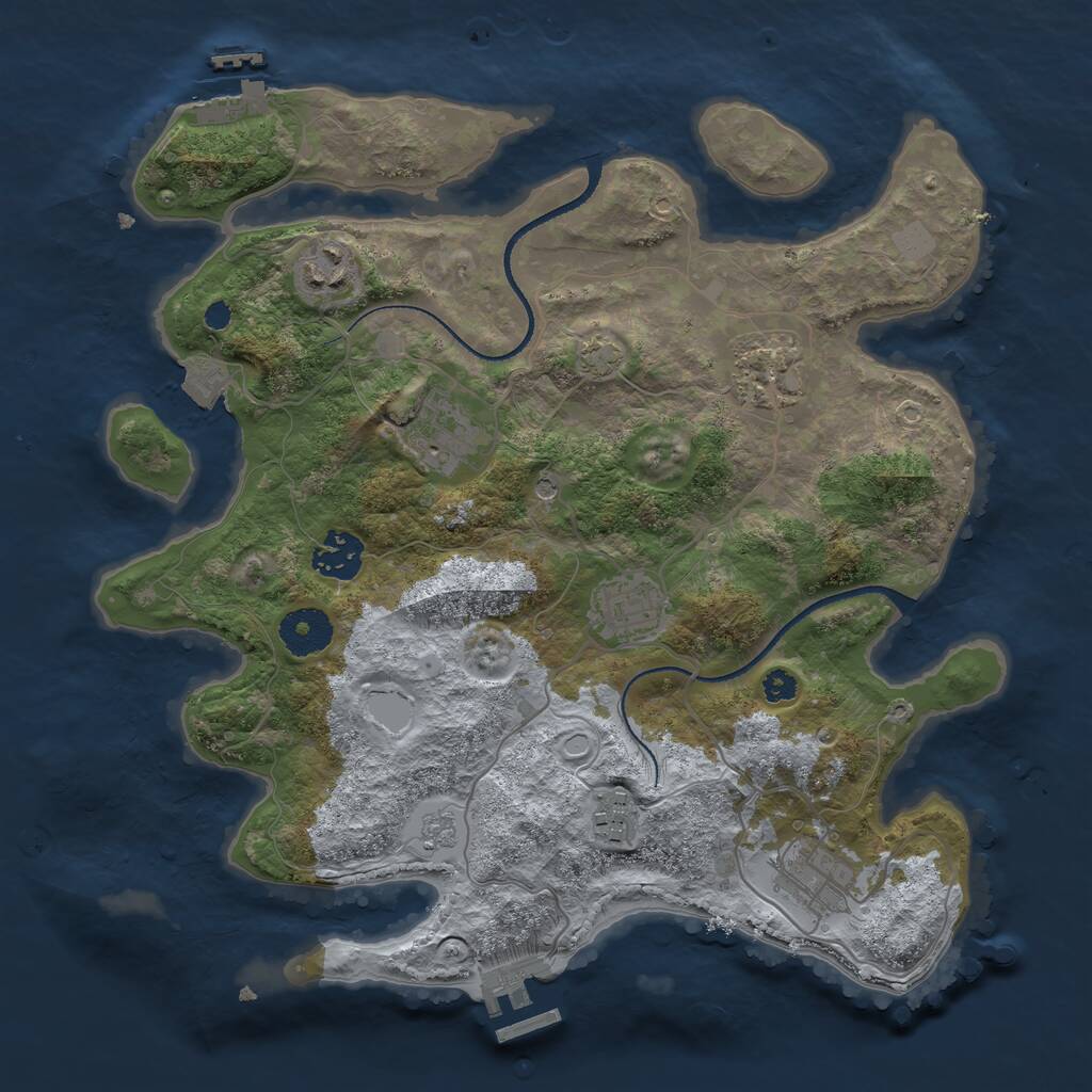 Rust Map: Procedural Map, Size: 3300, Seed: 684981798, 13 Monuments