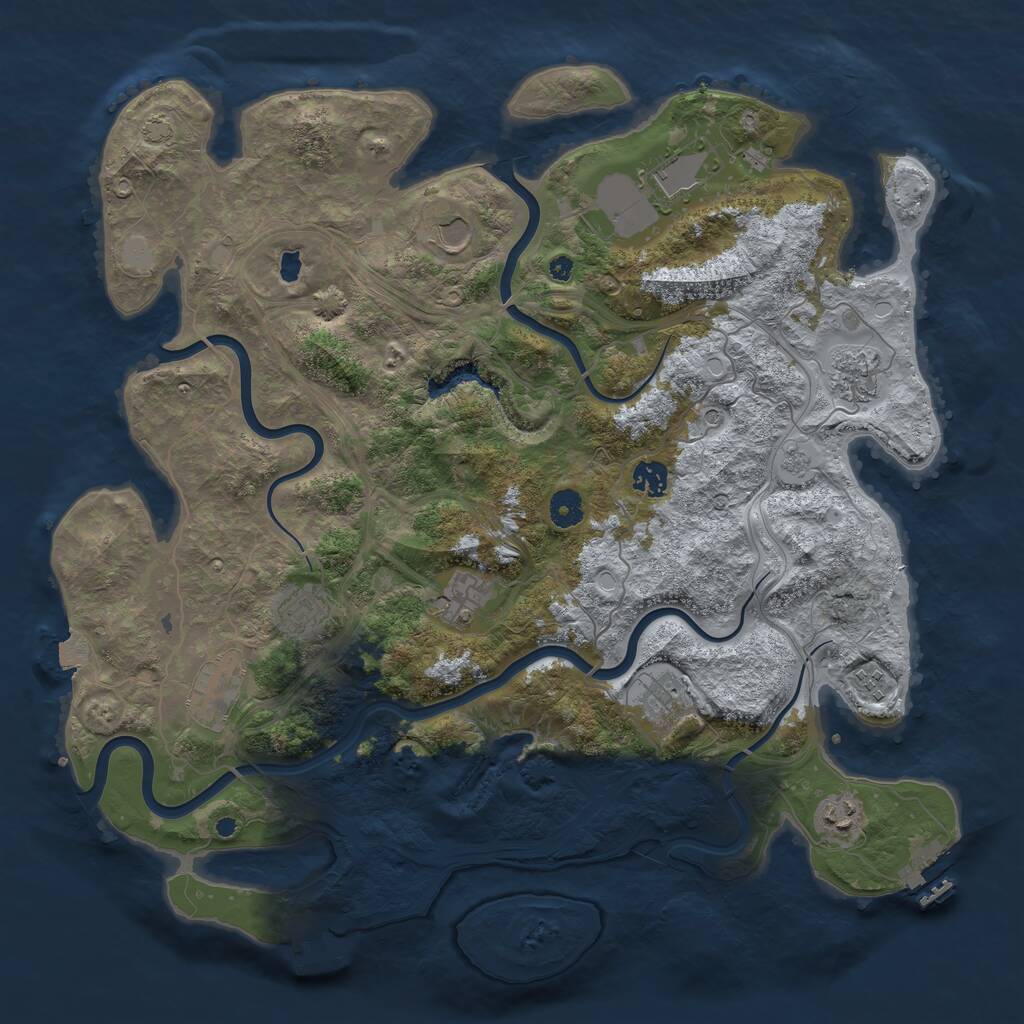 Rust Map: Procedural Map, Size: 4250, Seed: 718526063, 16 Monuments