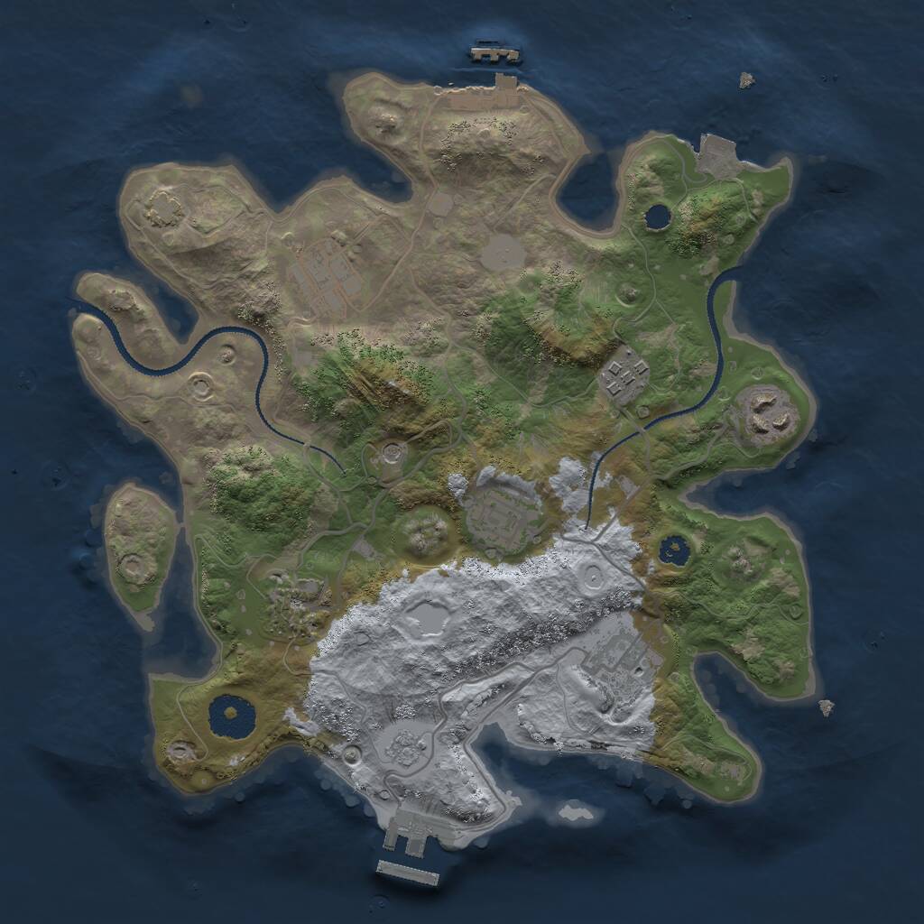 Rust Map: Procedural Map, Size: 3000, Seed: 680571350, 12 Monuments