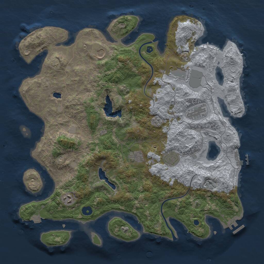 Rust Map: Procedural Map, Size: 4000, Seed: 699465126, 13 Monuments