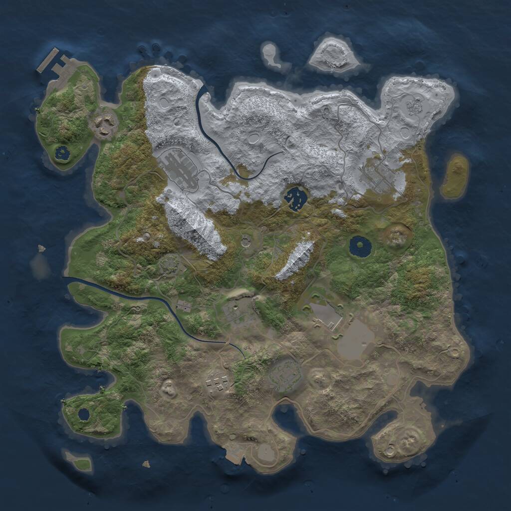 Rust Map: Procedural Map, Size: 3500, Seed: 2086320093, 13 Monuments