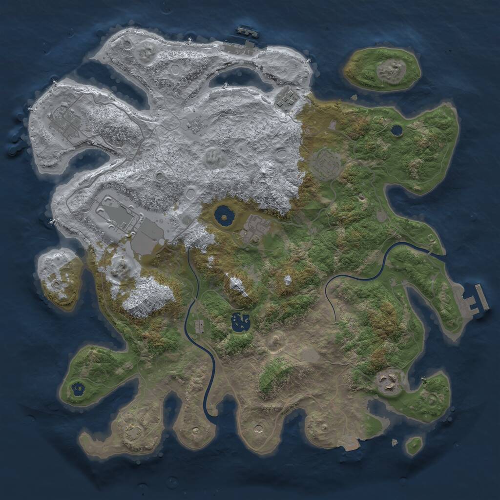 Rust Map: Procedural Map, Size: 3750, Seed: 405723413, 13 Monuments