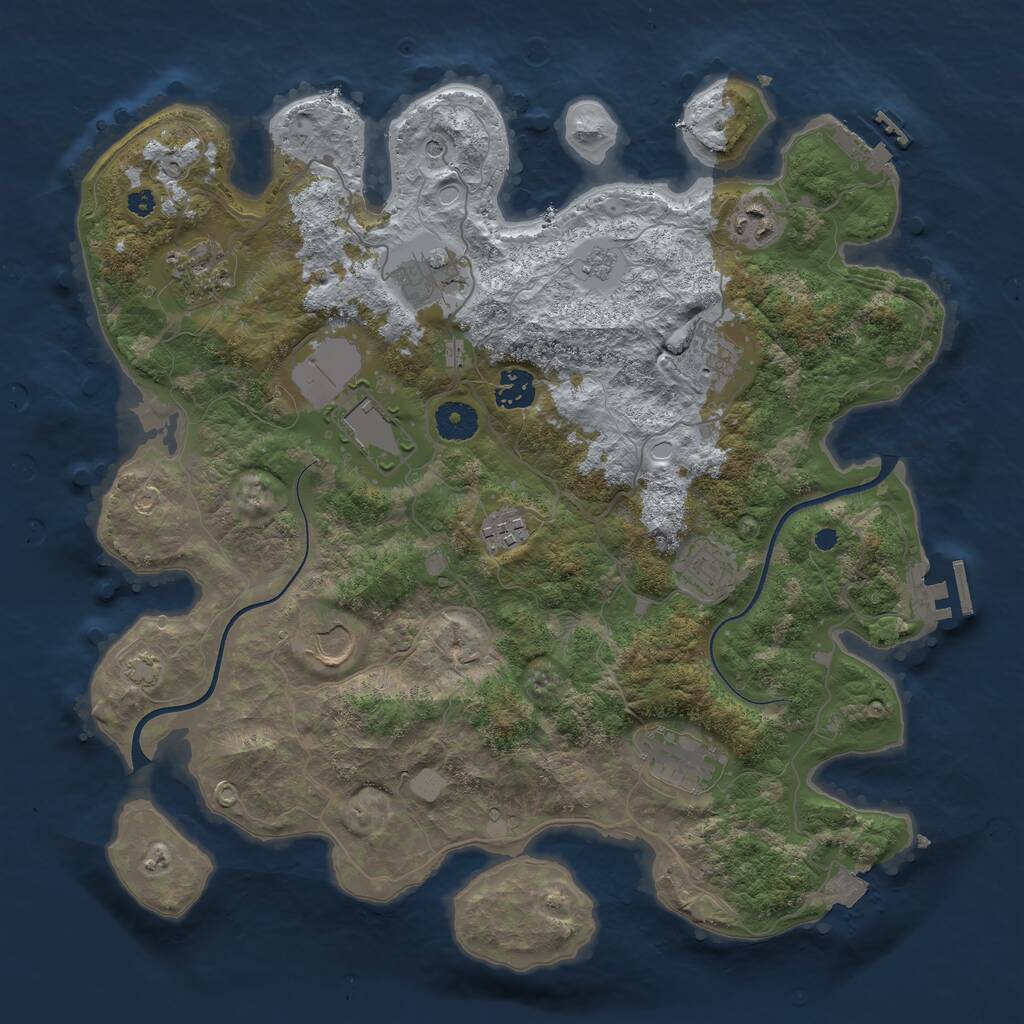 Rust Map: Procedural Map, Size: 3750, Seed: 744344457, 16 Monuments