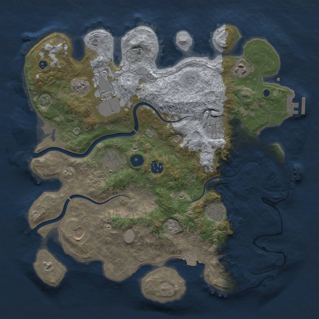 Rust Map: Procedural Map, Size: 3750, Seed: 744344457, 14 Monuments