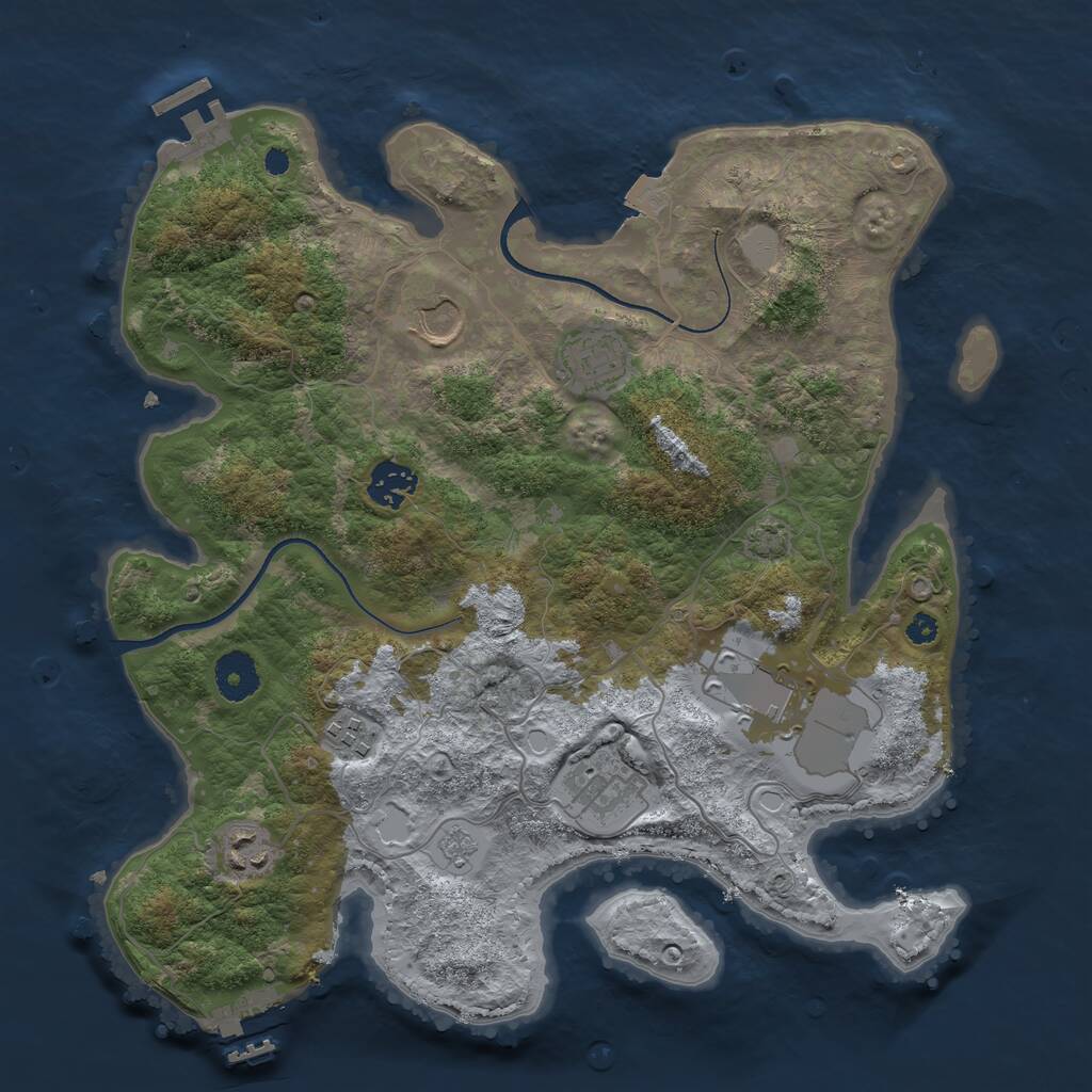 Rust Map: Procedural Map, Size: 3500, Seed: 1708218192, 12 Monuments