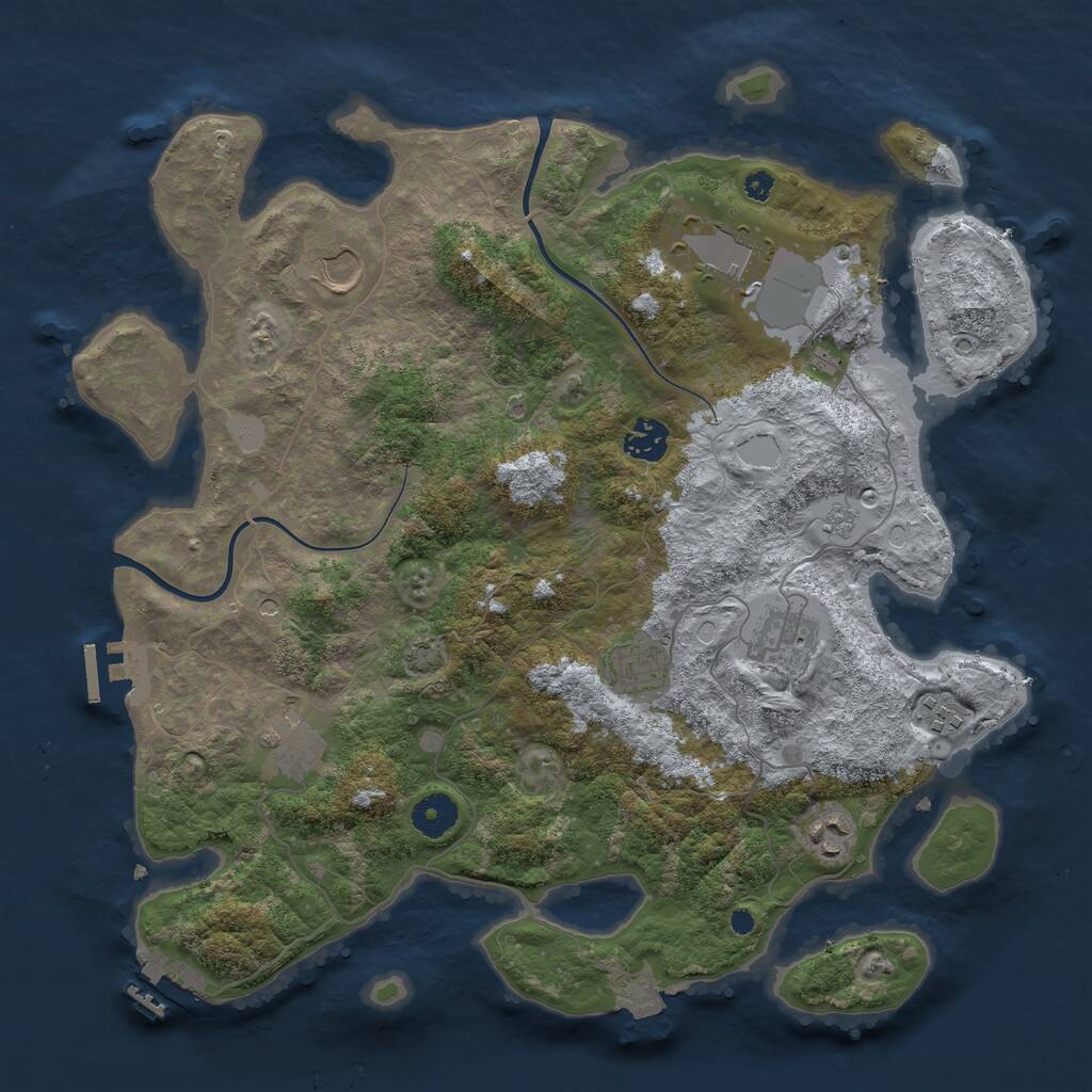 Rust Map: Procedural Map, Size: 3750, Seed: 2084499478, 14 Monuments