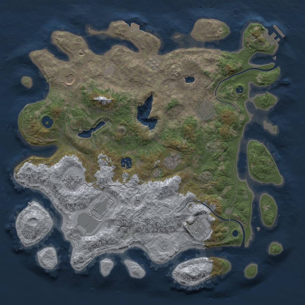 Rust Map: Procedural Map, Size: 4000, Seed: 1443723190, 13 Monuments