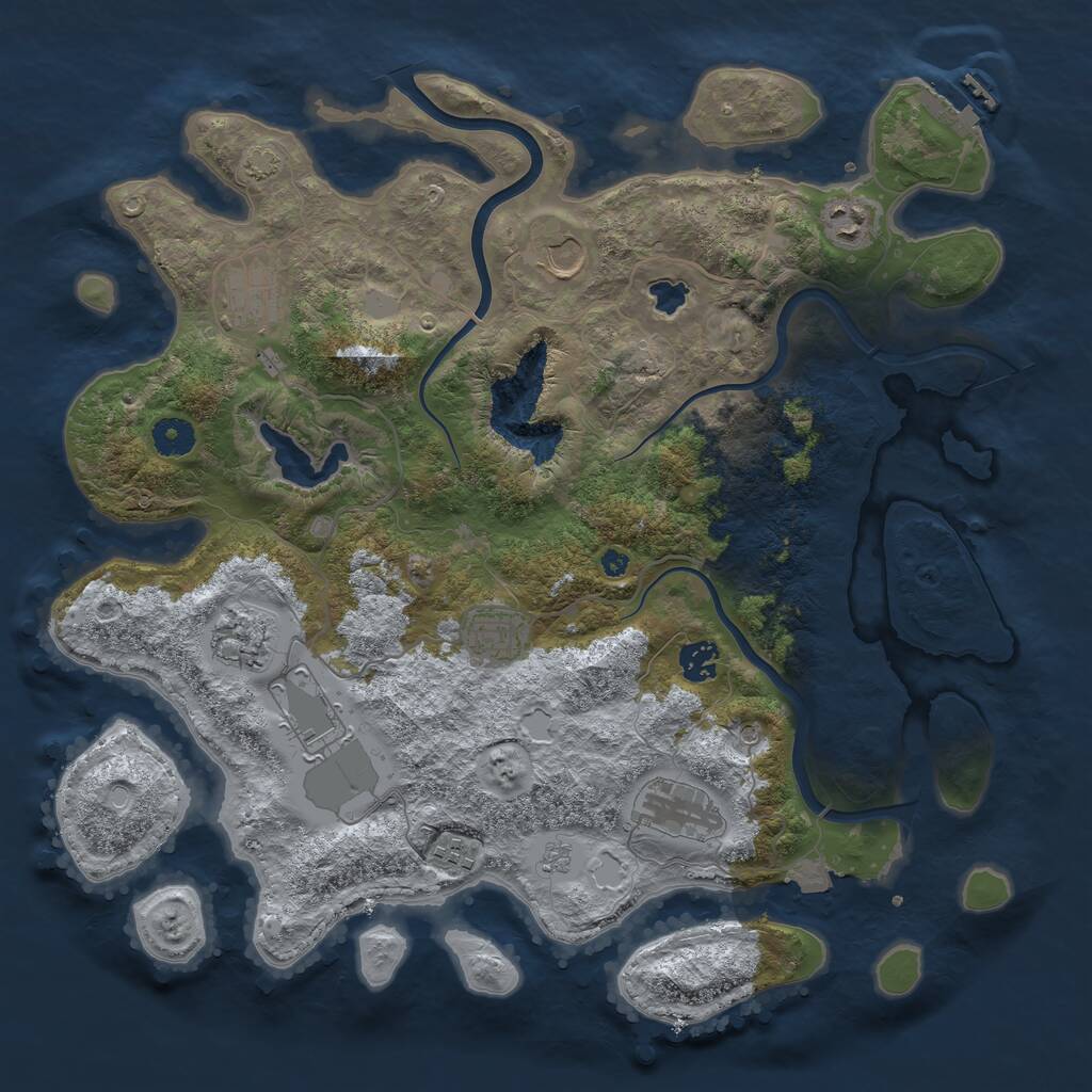 Rust Map: Procedural Map, Size: 4000, Seed: 1443723190, 14 Monuments