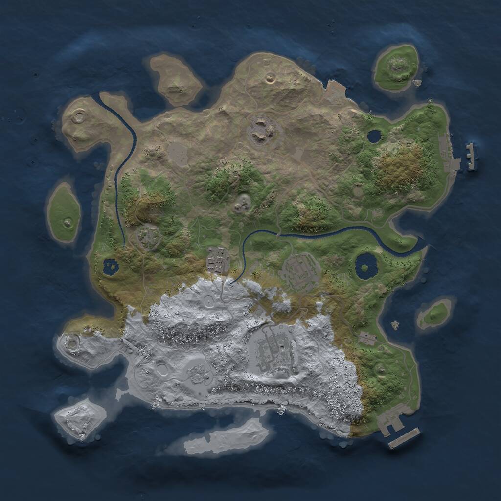 Rust Map: Procedural Map, Size: 3000, Seed: 166991166, 9 Monuments