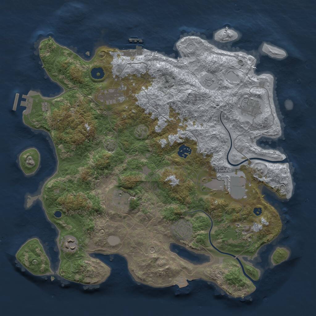 Rust Map: Procedural Map, Size: 3700, Seed: 998124, 14 Monuments