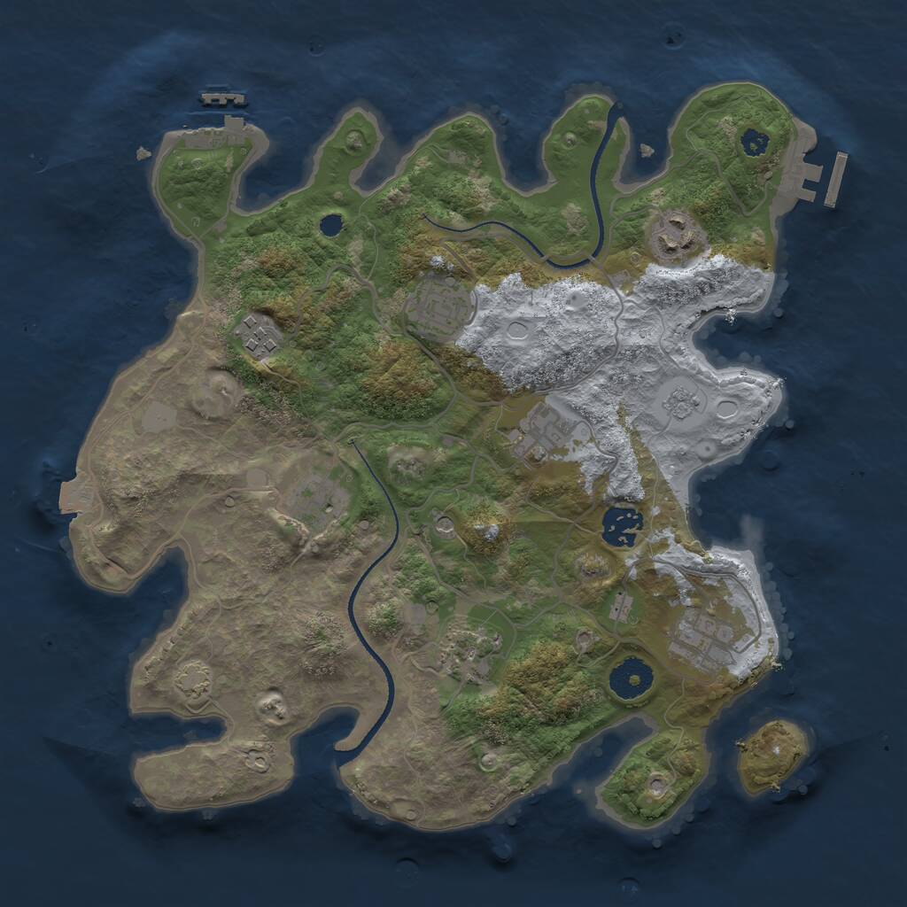 Rust Map: Procedural Map, Size: 3300, Seed: 853645228, 14 Monuments