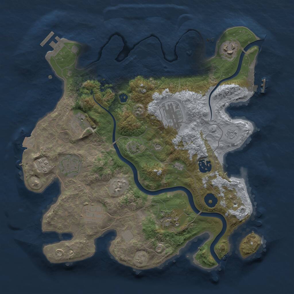 Rust Map: Procedural Map, Size: 3300, Seed: 853645228, 14 Monuments
