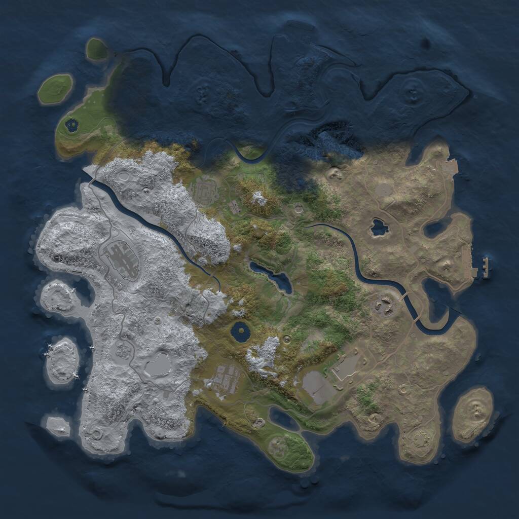 Rust Map: Procedural Map, Size: 4000, Seed: 134795, 11 Monuments