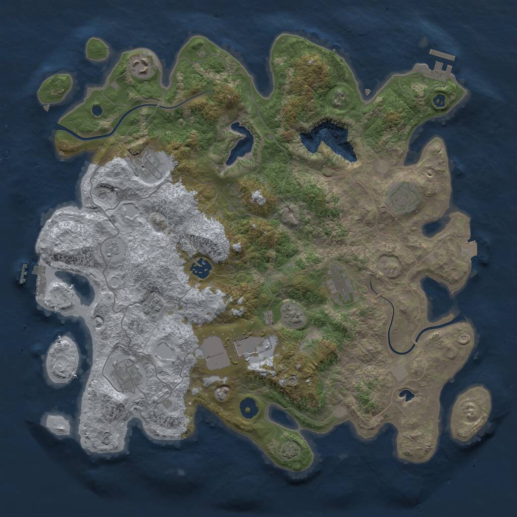 Rust Map: Procedural Map, Size: 4000, Seed: 134795, 14 Monuments