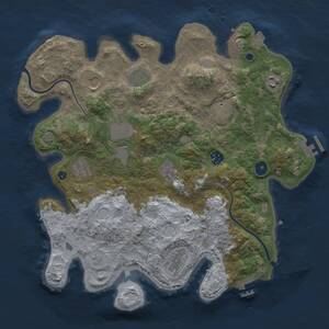 Thumbnail Rust Map: Procedural Map, Size: 3750, Seed: 1072390393, 16 Monuments