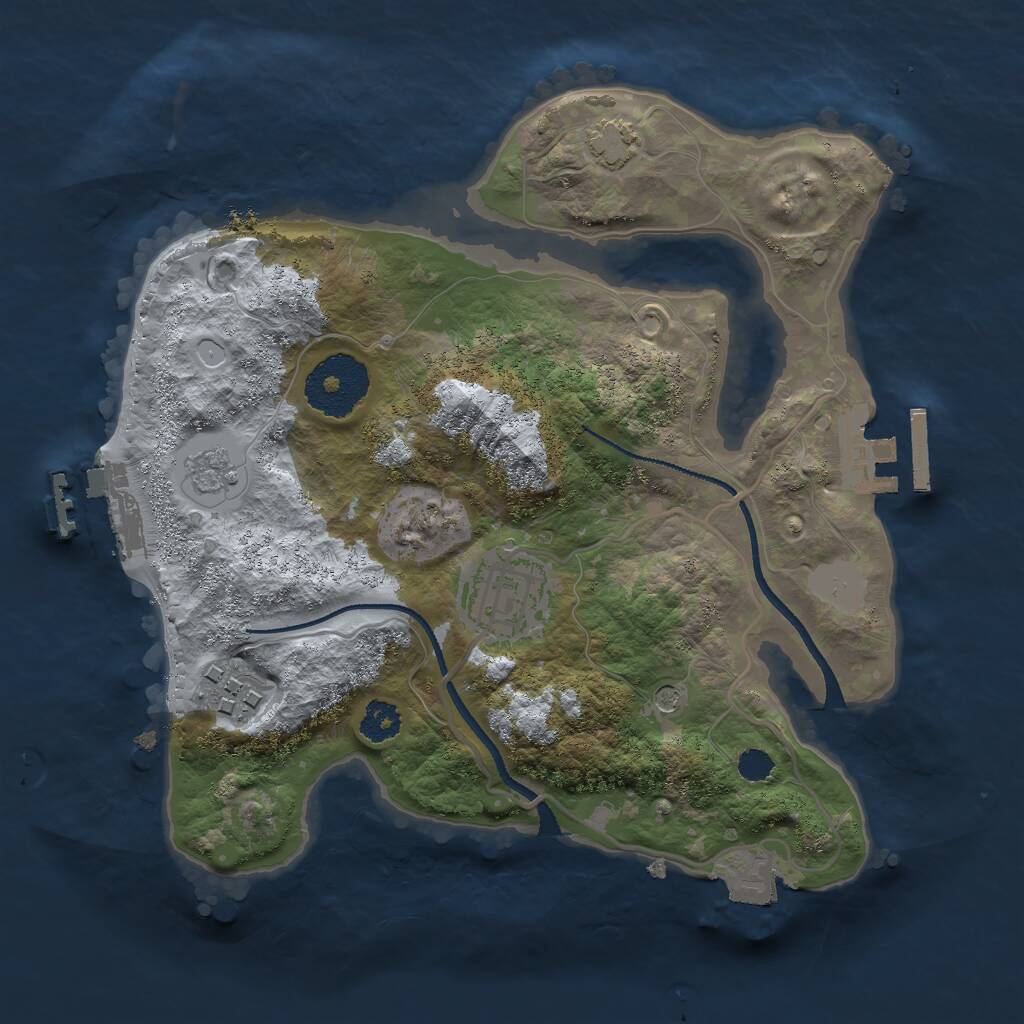 Rust Map: Procedural Map, Size: 2500, Seed: 687115394, 8 Monuments