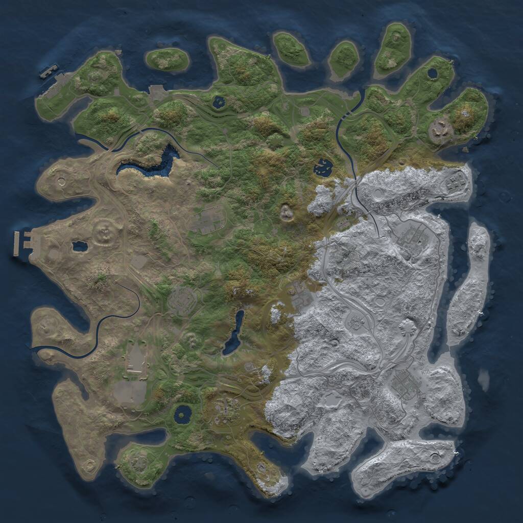 Rust Map: Procedural Map, Size: 4250, Seed: 2026684620, 16 Monuments