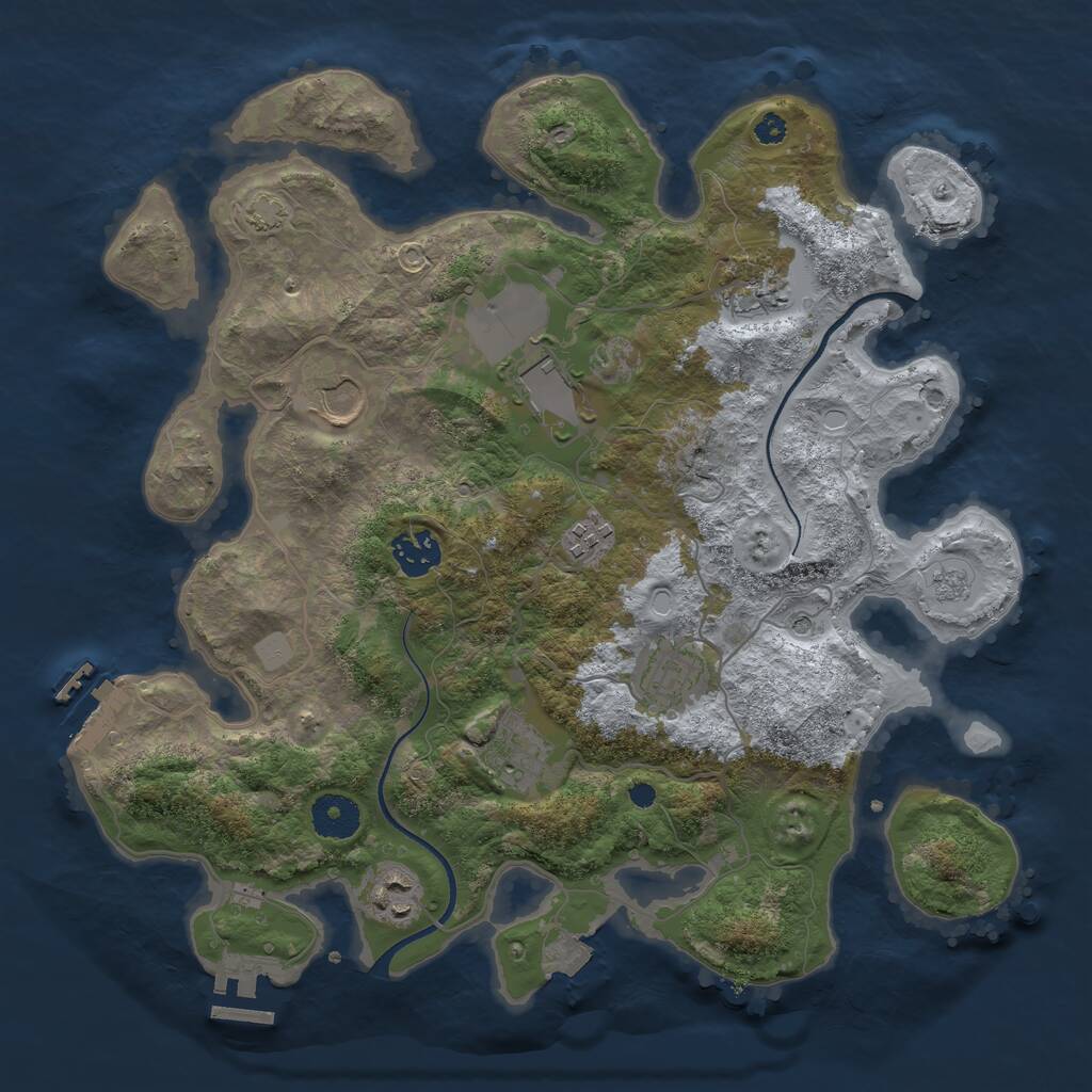Rust Map: Procedural Map, Size: 3500, Seed: 1348027106, 14 Monuments