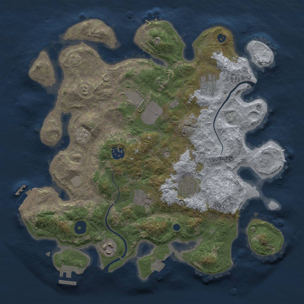 Rust Map: Procedural Map, Size: 3500, Seed: 1348027106, 13 Monuments