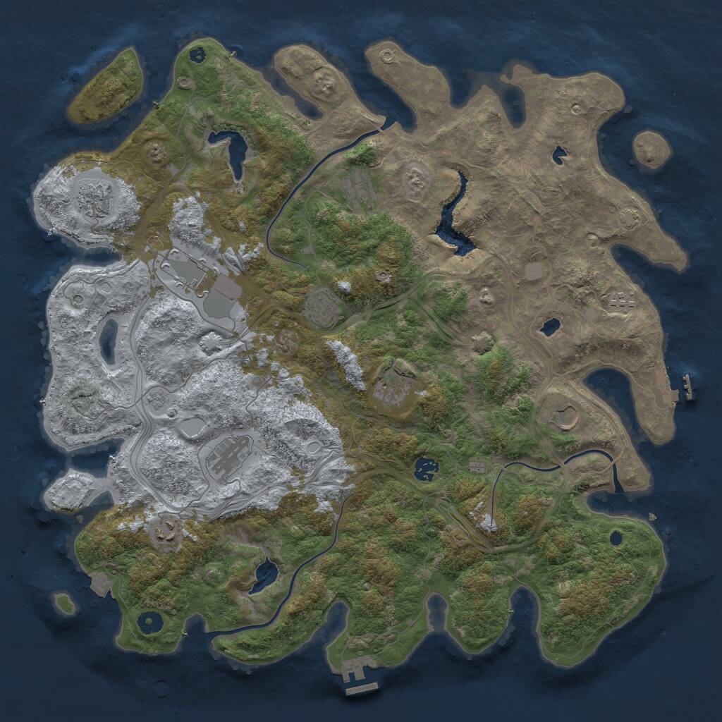 Rust Map: Procedural Map, Size: 4500, Seed: 145815287, 16 Monuments