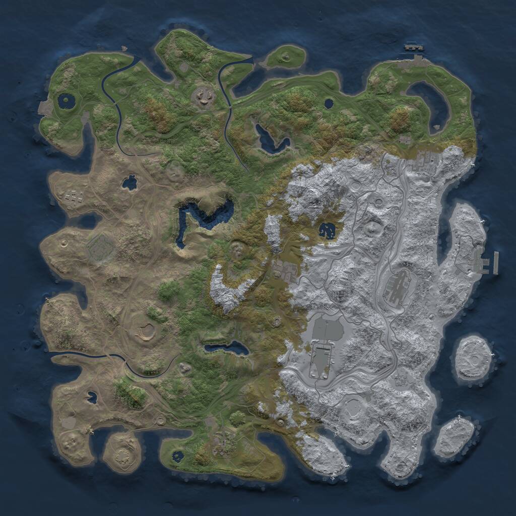 Rust Map: Procedural Map, Size: 4500, Seed: 6999, 16 Monuments