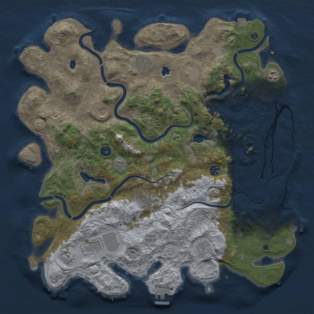 Rust Map: Procedural Map, Size: 4500, Seed: 1381978807, 16 Monuments