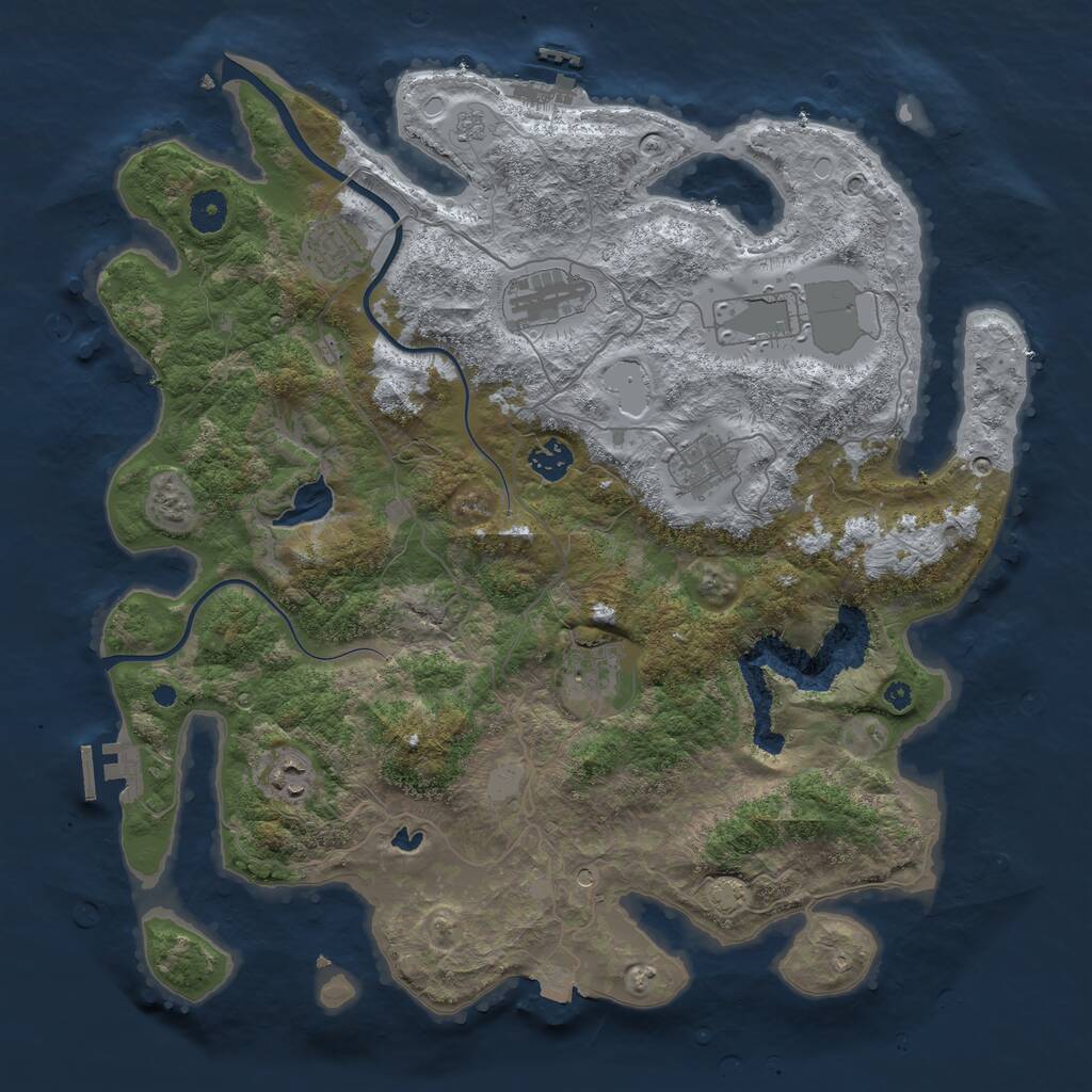 Rust Map: Procedural Map, Size: 4000, Seed: 1979250494, 13 Monuments