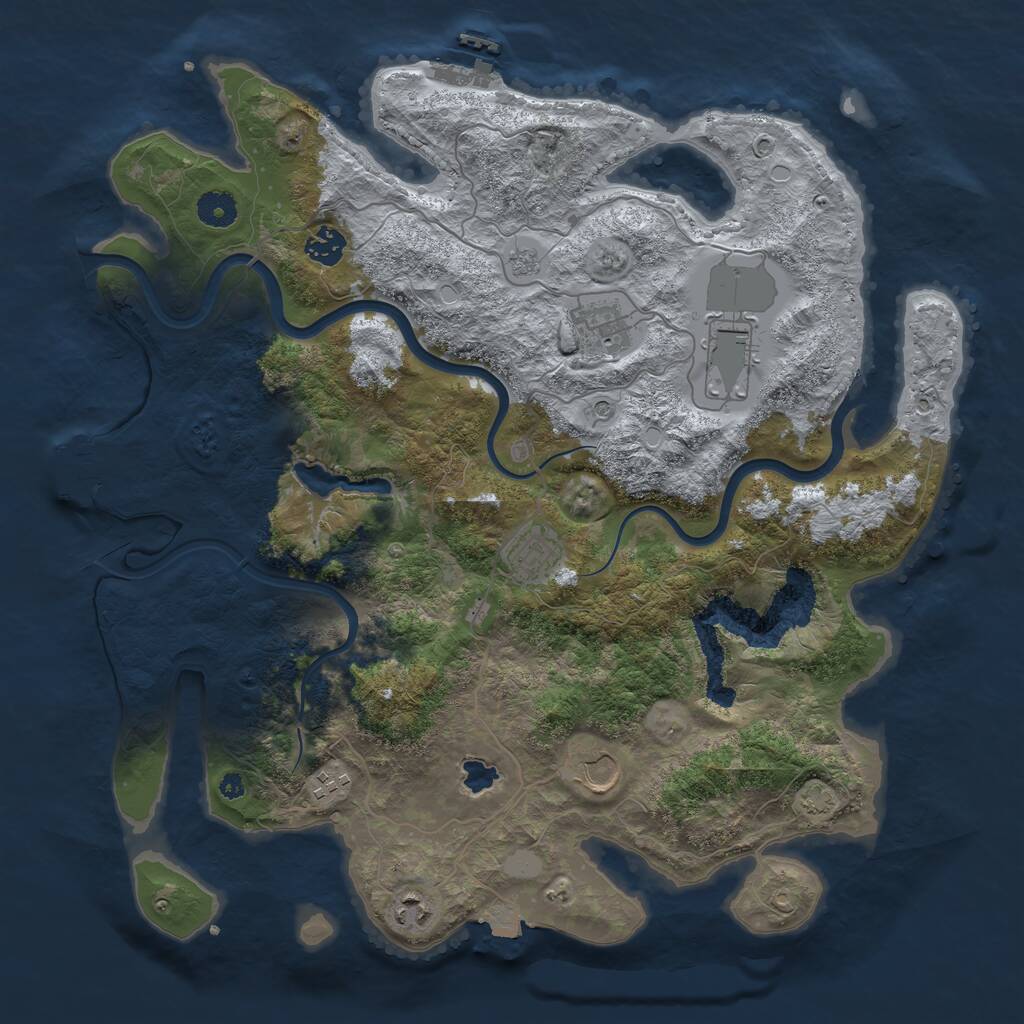 Rust Map: Procedural Map, Size: 4000, Seed: 1979250494, 13 Monuments