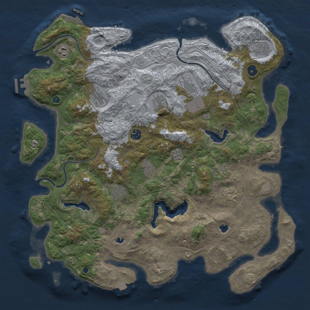 Rust Map: Procedural Map, Size: 4500, Seed: 163710050, 16 Monuments