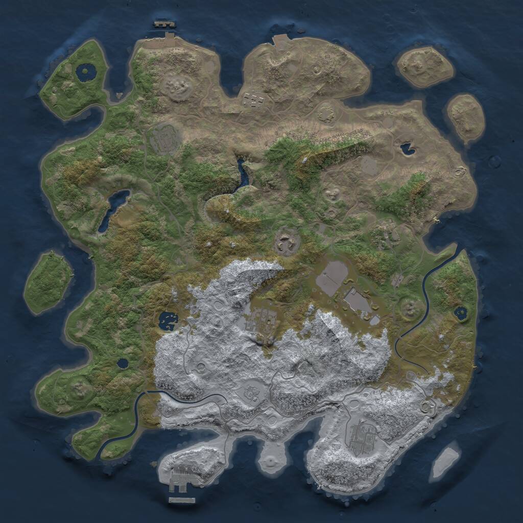 Rust Map: Procedural Map, Size: 4000, Seed: 1397820015, 14 Monuments