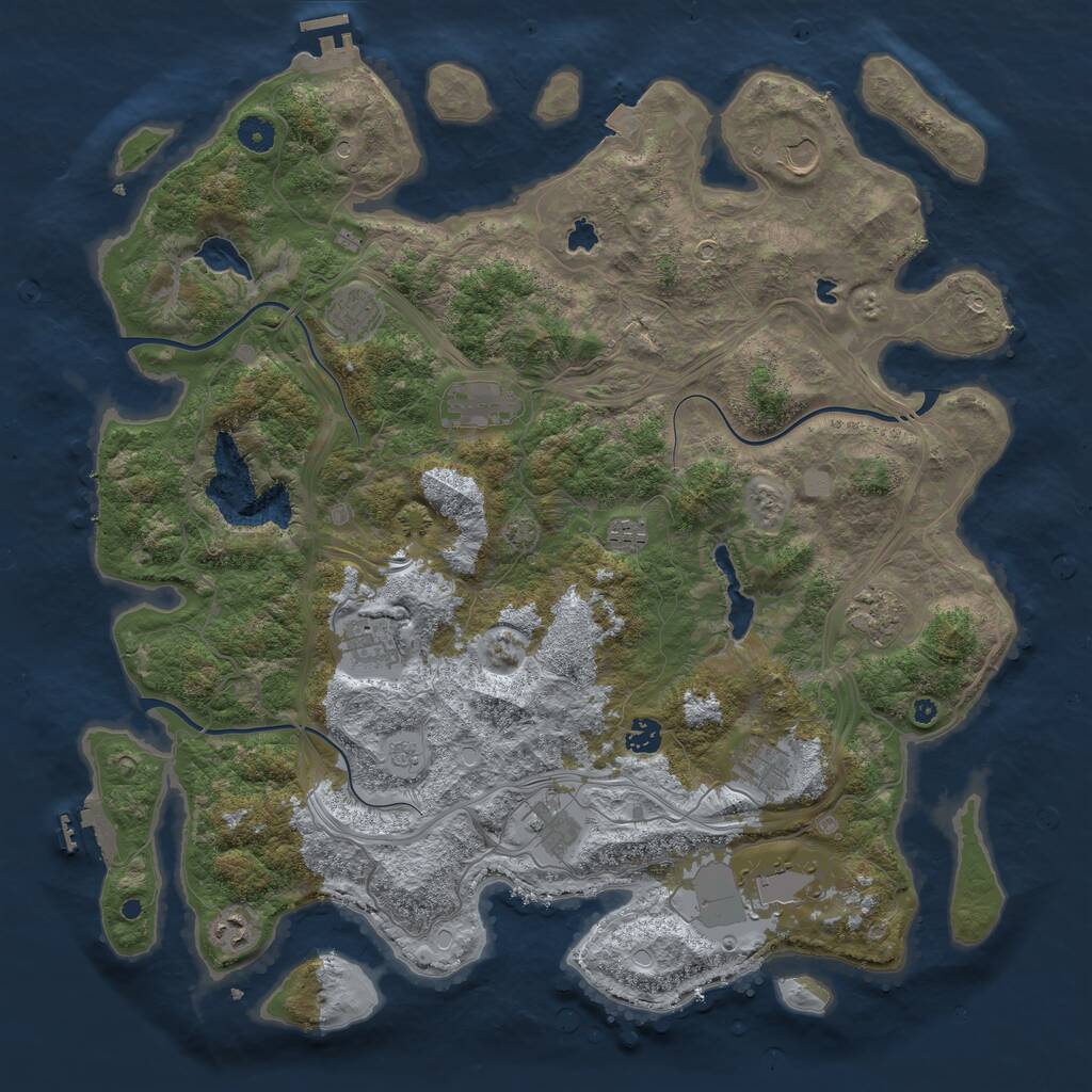 Rust Map: Procedural Map, Size: 4500, Seed: 724347275, 17 Monuments