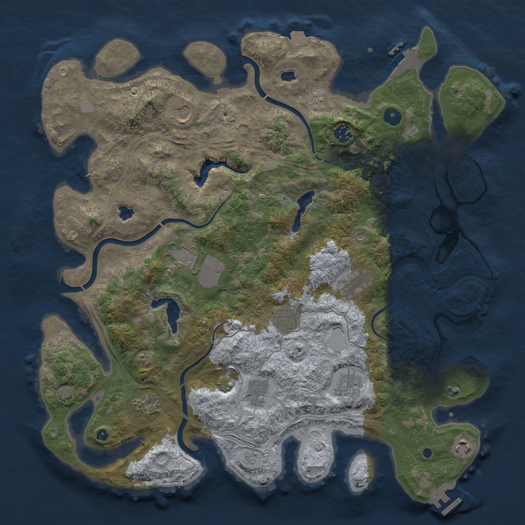Rust Map: Procedural Map, Size: 4500, Seed: 1786499671, 16 Monuments