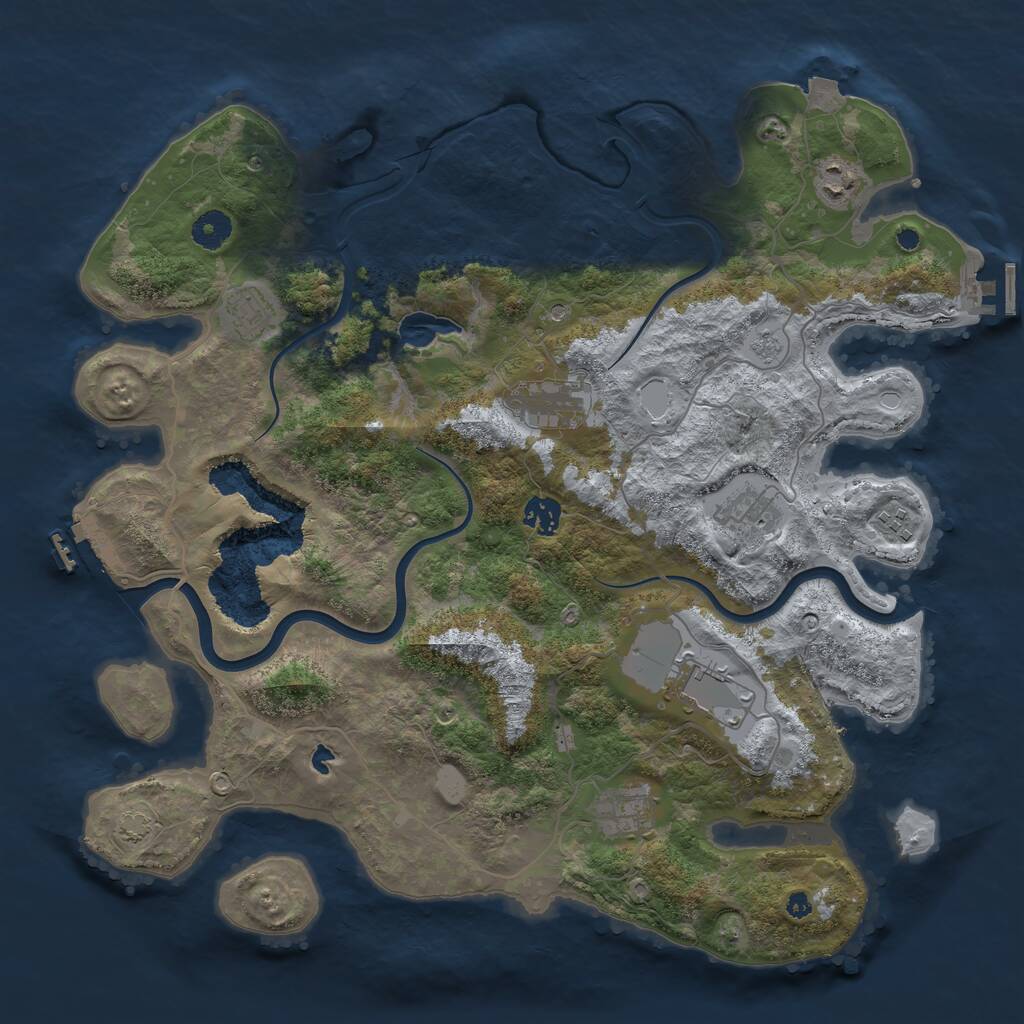 Rust Map: Procedural Map, Size: 4000, Seed: 1120241, 14 Monuments