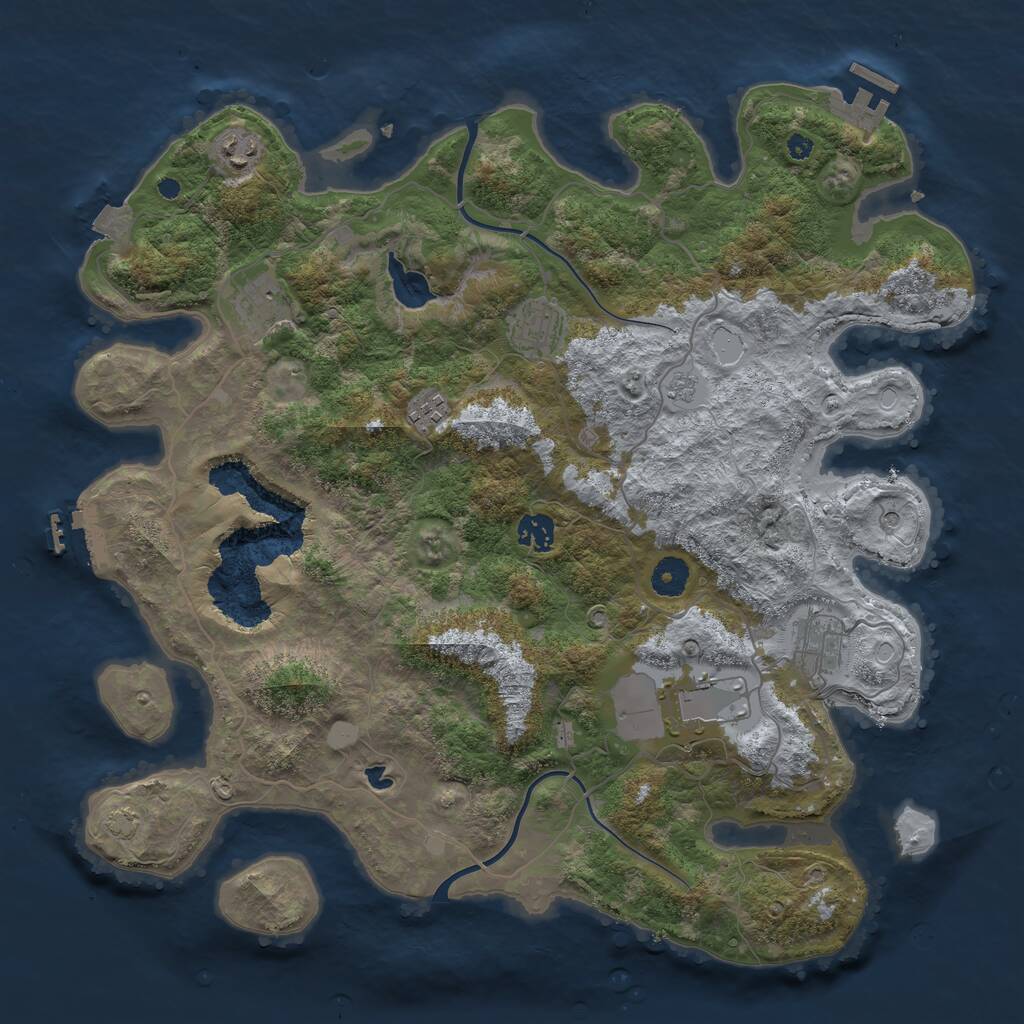 Rust Map: Procedural Map, Size: 4000, Seed: 1120241, 13 Monuments