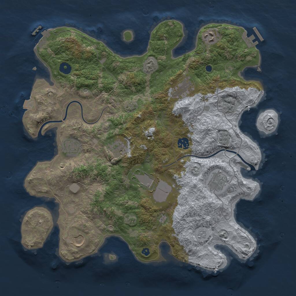 Rust Map: Procedural Map, Size: 3750, Seed: 1588413102, 15 Monuments