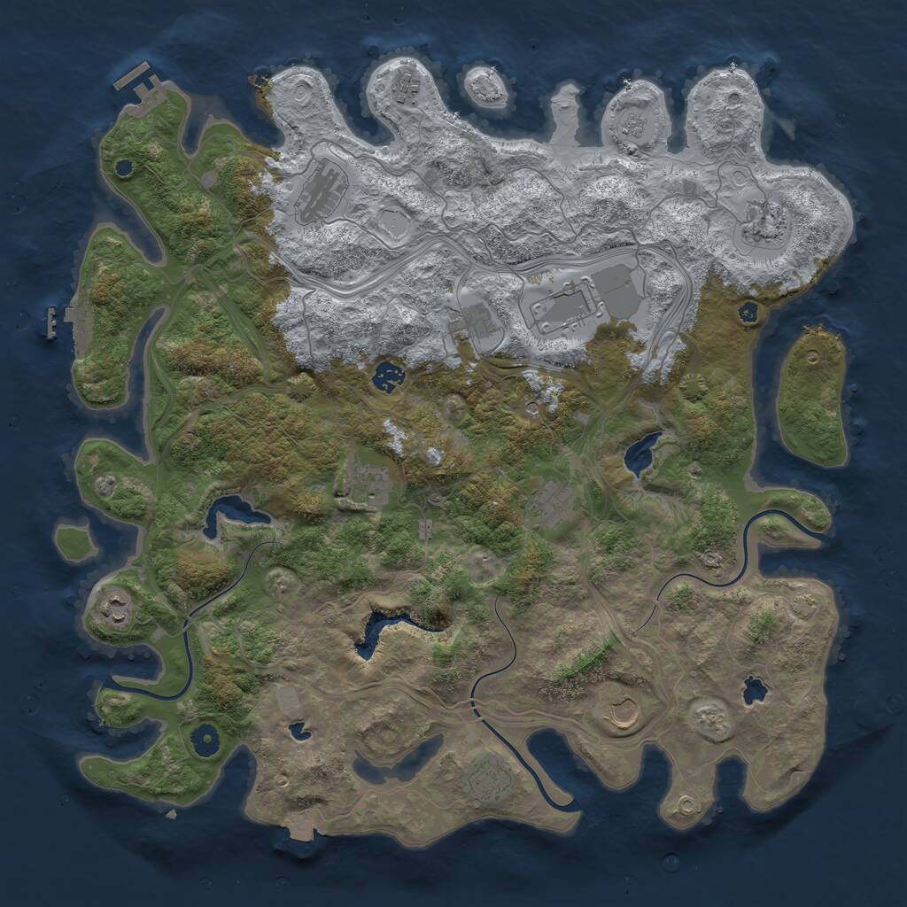 Rust Map: Procedural Map, Size: 4500, Seed: 907963611, 17 Monuments