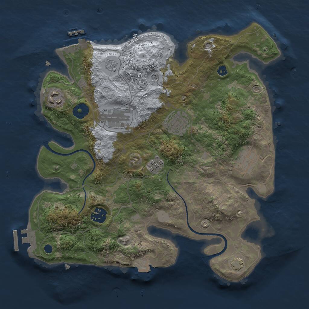 Rust Map: Procedural Map, Size: 3000, Seed: 1074244767, 12 Monuments